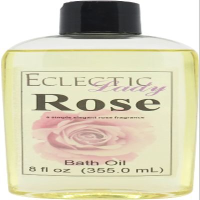 Rose Bath Oil, Scented Body Oil, Relaxing Bathing Oil, 8 oz