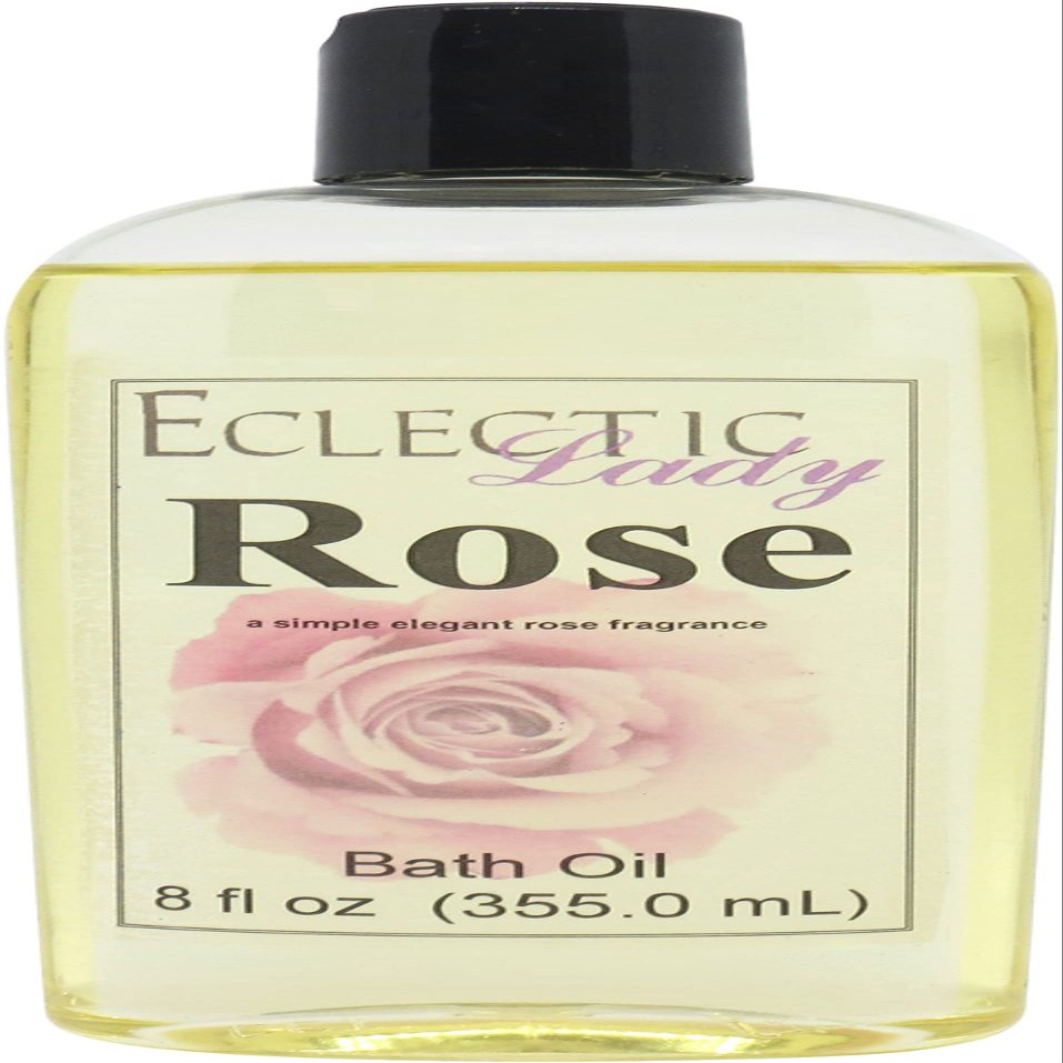Rose Bath Oil, Scented Body Oil, Relaxing Bathing Oil, 8 oz