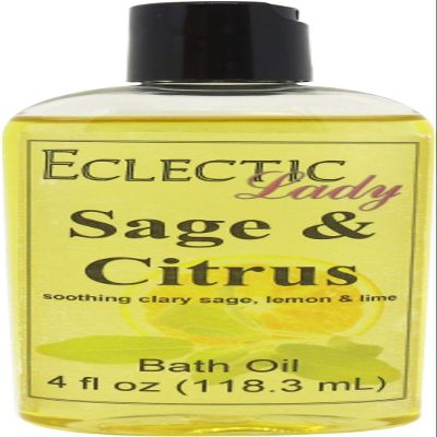 Sage And Citrus Bath Oil, Scented Body Oil, Relaxing Bathing Oil, 4 oz