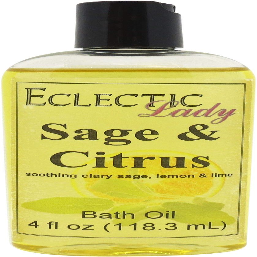 Sage And Citrus Bath Oil, Scented Body Oil, Relaxing Bathing Oil, 4 oz