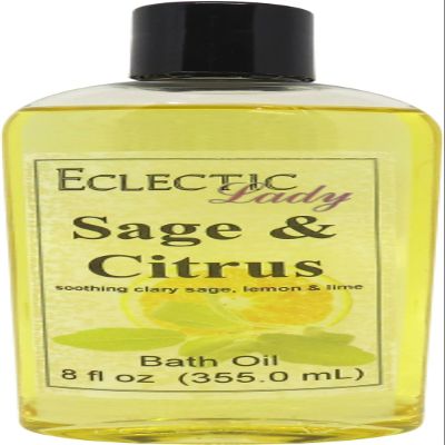 Sage And Citrus Bath Oil, Scented Body Oil, Relaxing Bathing Oil, 8 oz