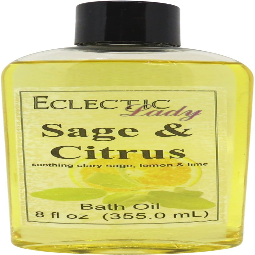 Sage And Citrus Bath Oil, Scented Body Oil, Relaxing Bathing Oil, 8 oz