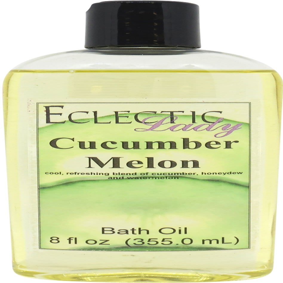 Cucumber Melon Bath Oil, Scented Body Oil, Relaxing Bathing Oil, 8 oz