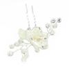 1 White Fabric Flower With Rhinestones And Beads Bridal Wedding Hair Pin view 3