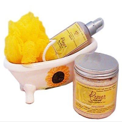 Castle Baths - Prayer Bath and Body Spa Bath Gift Basket- with Tub - Lavender Bergamot Rose Pink Grapefruit