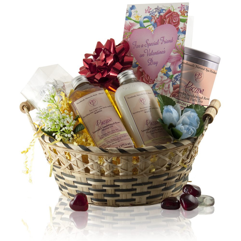 Castle Baths Natural Spa Bath Love Gift Basket Scented with Lavender, Sandalwood and Rose