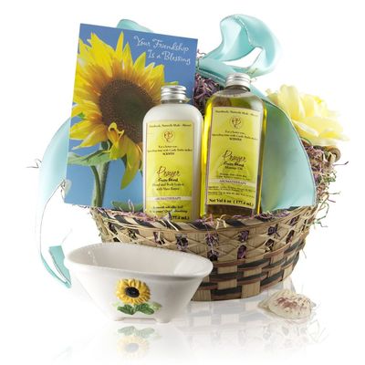 Castle Baths - Gift Basket with Fruity Floral Lavender Bergamot Rose Pink Grapefruit Scented Aromatherapy Massage Oil & Luxury Hand and Body Lotion with Organic Shea Butter