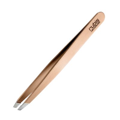RUBIS Limited Series Rose Gold Slanted Tweezers w/black pouch