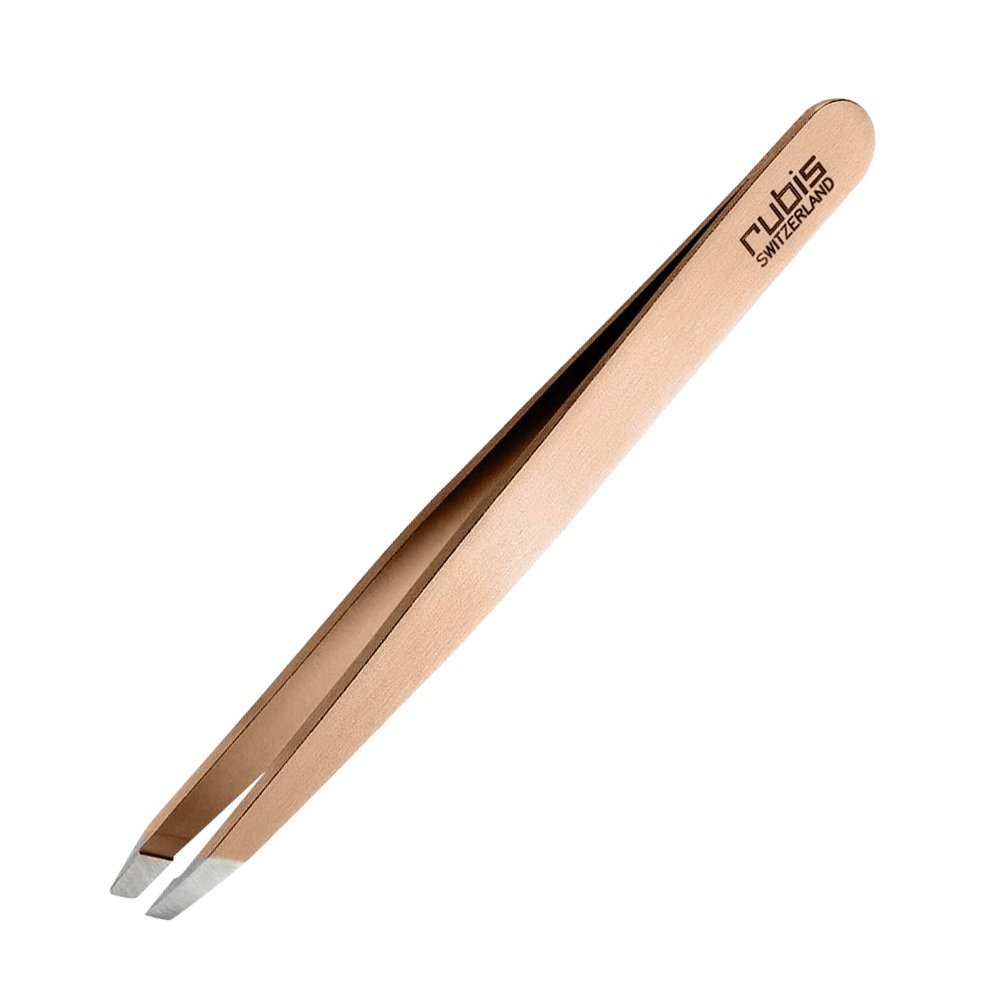 RUBIS Limited Series Rose Gold Slanted Tweezers w/black pouch