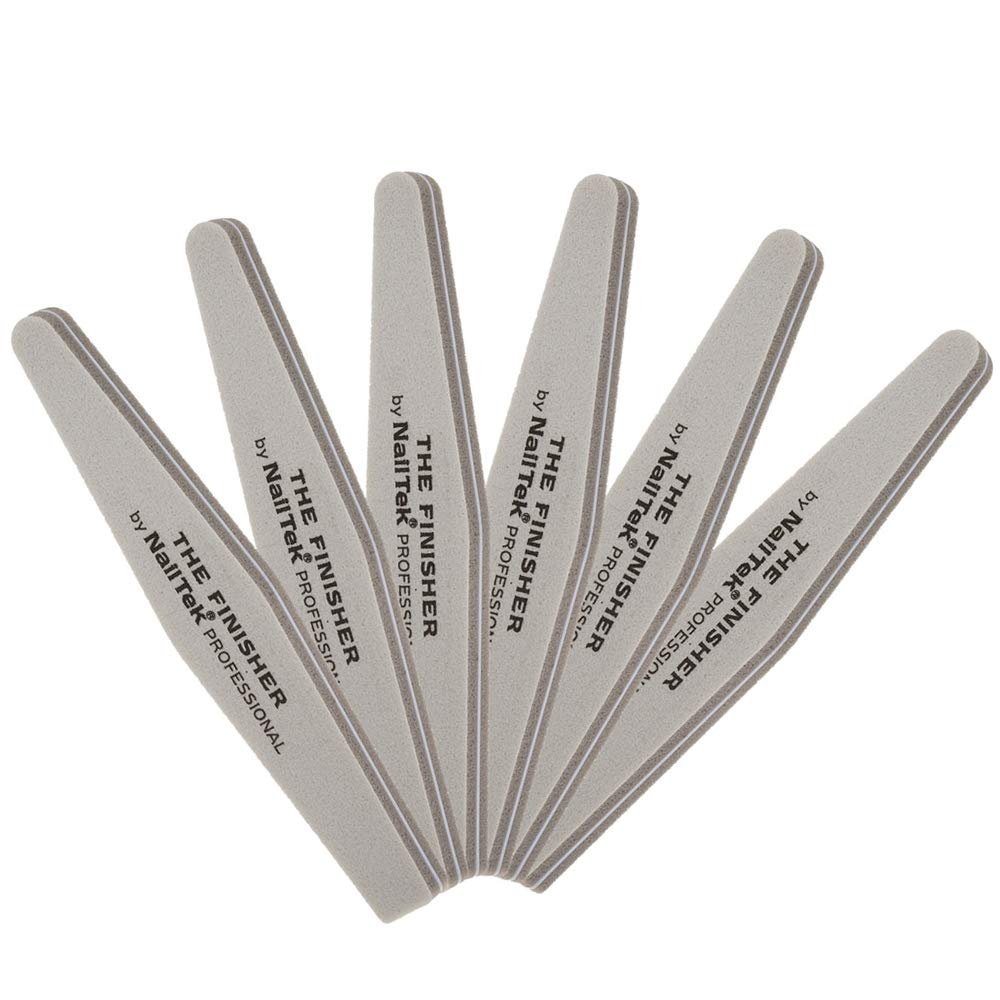 Nail Tek The Finisher Nail File Double-Sided 240/400 Grit Files for Natural Nails, Acrylic & Gel, Manicure and Pedicure Kit Supplies, 6 Pack