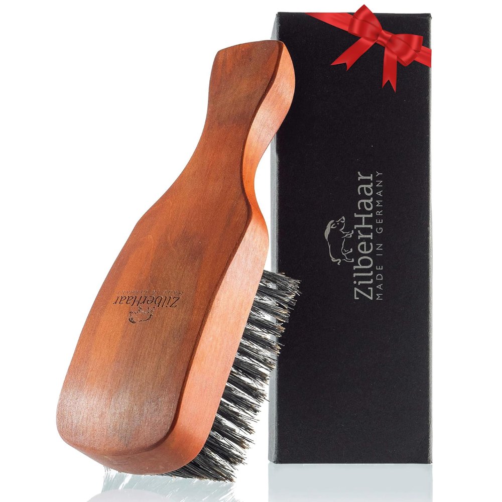 ZilberHaar Major Hair & Beard Brush for Men - Boar Bristles and Pearwood - All Beard and Hair Types - Made in Europe - Stiff Bristles