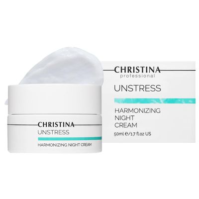 CHRISTINA Unstress Harmonizing Retinol Night Cream - Antioxidant Moisturizer for Dry Sensitive Skin - Helps Support Firmness and Skin Comfort - Use on Face and Neck During Evening Routine - 50 ml
