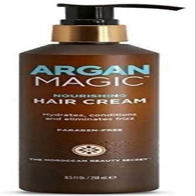 Argan Magic Nourishing Hair Cream - Hydrates, Conditions, and Eliminates Frizz for All Hair Types | Seals in Shine | Made in USA, Paraben Free, Cruelty Free (8.5 oz)