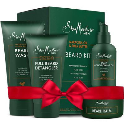 SheaMoisture Beard Kit for Men Beard Wash, Conditioning Beard Oil, Full Beard Detangler + Beard Balm with Shea Butter & Maracuja Oil, Gifts for Men (4 Piece Set)