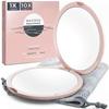 Mavoro Magnifying Compact Mirror | 1x/10x Magnification | 4" Small Pocket Purse Double Sided Travel Makeup Mirror | Folding Portable Hand Compact Mirror for Handbag and Purses (Millennial Pink) view 2