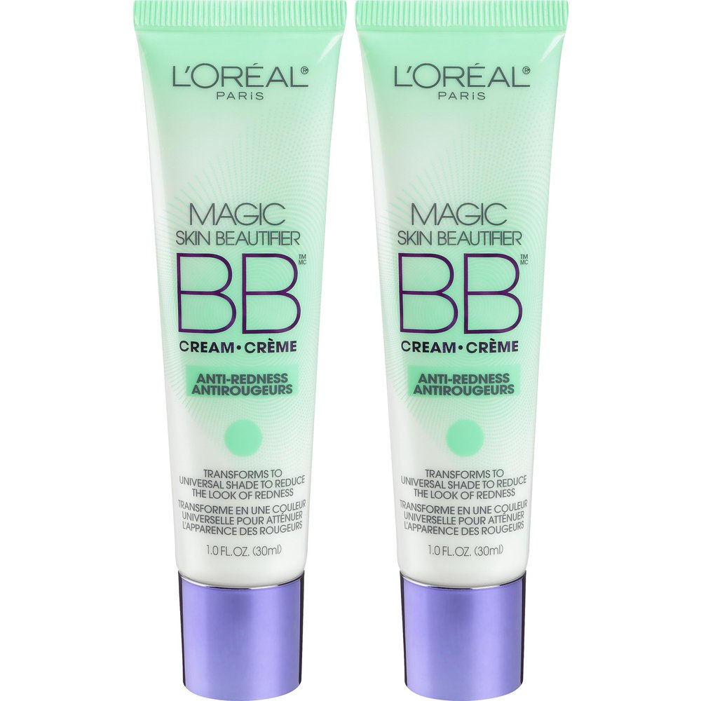 L'Oral Paris Makeup Magic Skin Beautifier BB Cream Tinted Moisturizer, Anti-Redness, 1 fl oz, 2 Count