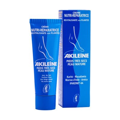 Akileine Nutri Repair Cream for dry feet, cracked heels and calluses - small, 1.33 oz.