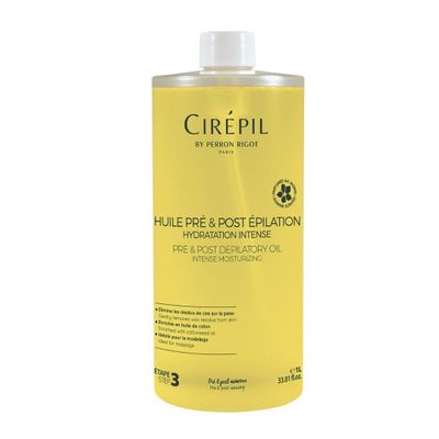 Cirepil - Pre & Post Depilatory Oil - Protects Skin for Comfortable Waxing & Removes Wax Residue - Soothing Jasmine Scented Formula - Professional Refill Bottle, 1000ml