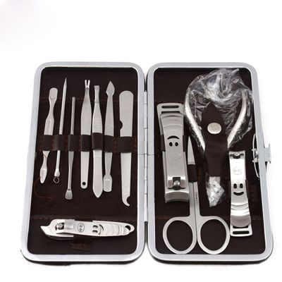 12 PCS/set Nail Art Manicure Tools Set Nails Clipper Scissors Tweezer Knife Manicure Sets Stone Pattern Case For Nail Manicure