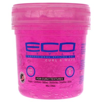 Ecoco Eco Style Hair Gel - Curl And Wave - Anti-Itch, Alcohol-Free Formula - Perfect Hold For Angled Or Tapered Sides - Ideal For Wavy Hair - No Flakes - Not Animal Tested - Moisturizes - 8 Oz