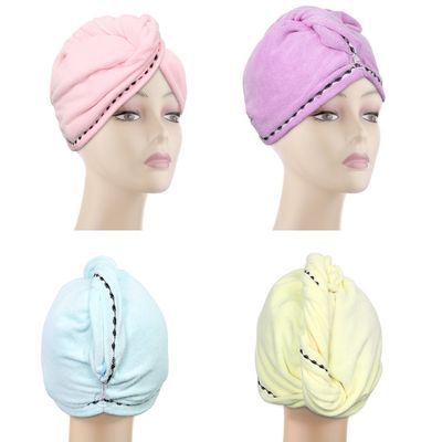 4 Pack Hair Towel wrap Turban, Absorbent Microfiber Fast Hair Drying Towels for Long Hair with Elastic Loop for Women Girls