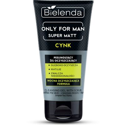 Bielenda Only for Men Super Mat Cleansing Gel with Scrub 5.3 Oz