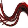 Moonlight Feather, Hair Extension Feathers; 6 Pieces - XL Red Grizzly Thick Extra Long Rooster Hair Extension Feathers view 1