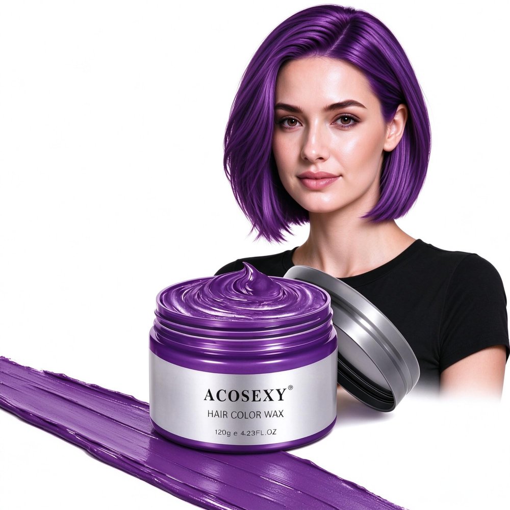 Acosexy Purple Hair Wax,Temporary Hair Dye for Party Cosplay Halloween