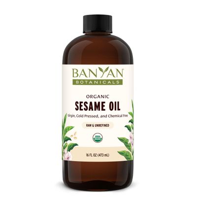 Banyan Botanicals Sesame Oil Organic & Unrefined Ayurvedic Oil for Skin, Hair, Oil Pulling & More Multiple Sizes 16oz. Non GMO Sustainably Sourced Vegan