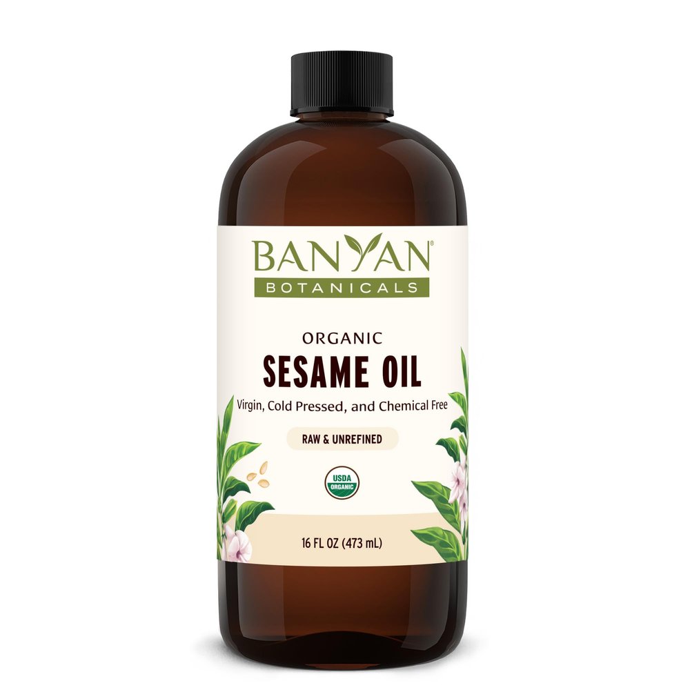 Banyan Botanicals Sesame Oil Organic & Unrefined Ayurvedic Oil for Skin, Hair, Oil Pulling & More Multiple Sizes 16oz. Non GMO Sustainably Sourced Vegan