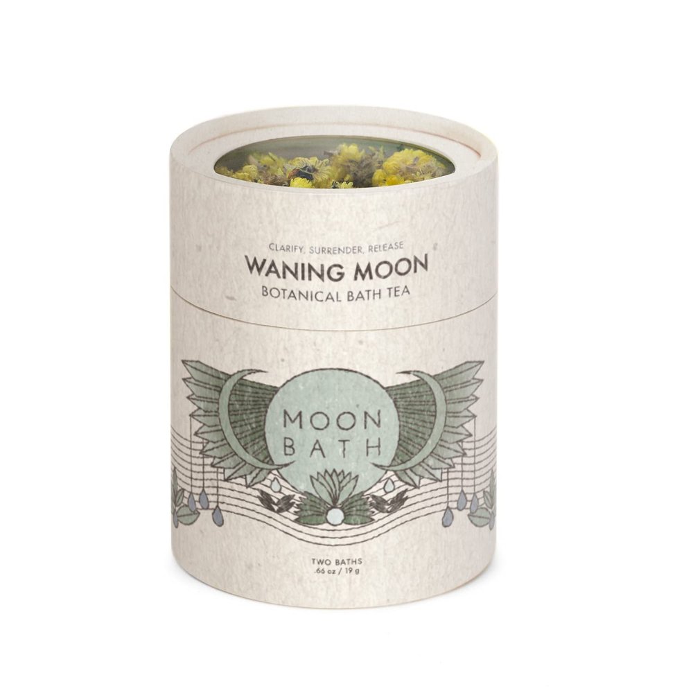 Moon Bath Botanical Bath Tea | Waning Moon Herbal Ayurvedic Bath Tea Soak for Detox & Release w/Peppermint, Rosemary & Helichrysum for 2 Baths & Organic Body Care for Lunar Alignment | Made in USA