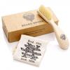 Kent BRD2 Boar Bristle Beard Brush for Men - Specially Cut Natural White Boar Bristle for Flawless Shaping and Grooming, Ergonomic Pistol-Like Grip Wood Handle, Dry or Wet Beard, Distributes Oils view 1