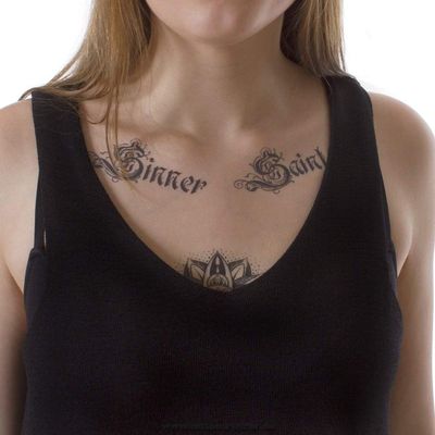 10 x Sinner and Saint Tattoo Lettering - Temporary Fake Tattoo in Black (10)