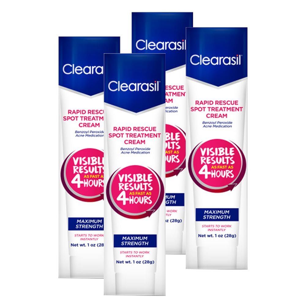 Clearasil Rapid Rescue Acne Spot Treatment Cream, 1 oz (Pack of 4)