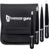 Tweezer Guru Eyebrow Tweezer Set (4-Piece) for Women & Men - Professional Slant and Pointed Tweezers Set with Case - Precision Tweezers Kit for Facial Hair, Splinter and Ingrown Hair Removal view 1