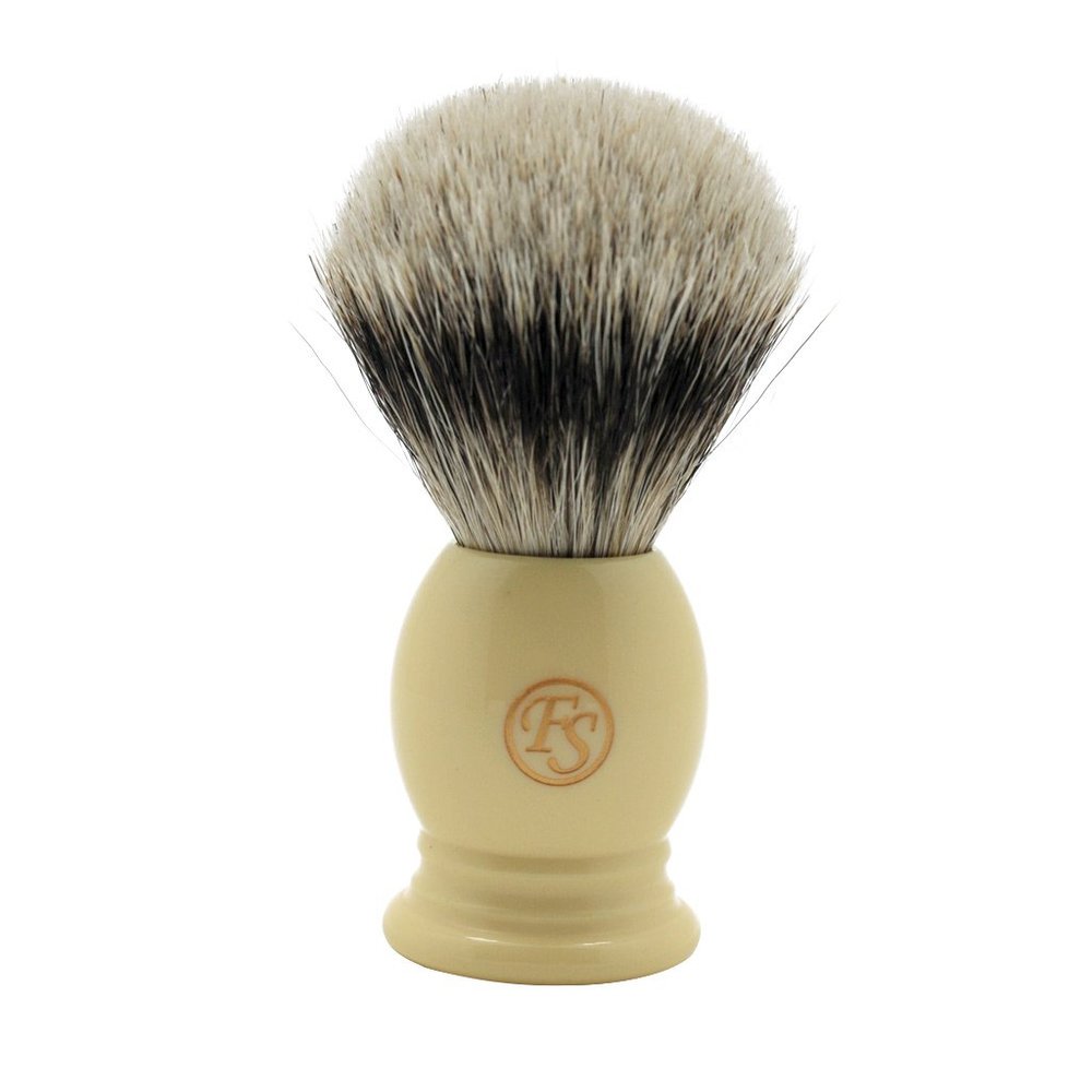24mm Density Silvertip Badger Hair Shaving Brush by Frank Shaving Free Drip Stand