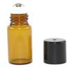 HS HEALTHY SOLUTIONS GLASSWARE 144 Amber Glass 3 ml Mini Roll-On Glass Bottles with 144 Stainless Steel Roller Balls and Flat Black Caps - Refillable Aromatherapy Essential Oil Roll On (144) view 1