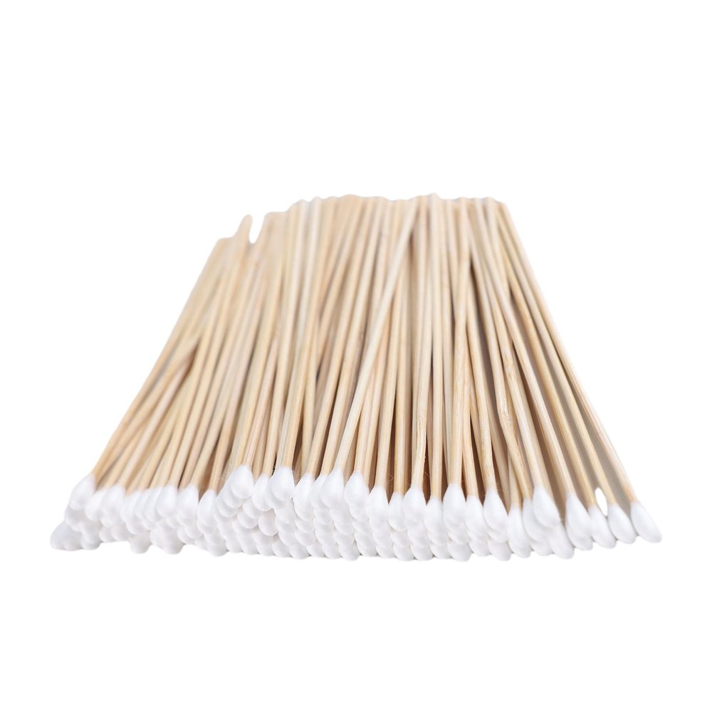 200PCS 6-Inch Wooden Sterile Cotton Swabs - Individually Wrapped for Home Health & Beauty Care - Ideal for Ear Cleaning, Makeup, Jewelry & Piercing Aftercare (6 Inch Long, Count, 200)