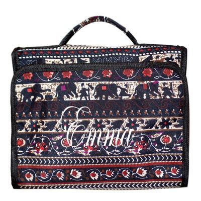 101 BEACH Hanging Toiletry Cosmetic Organizer Bag - Roll up for Storage Travel - Custom Embroidery Available (Elephant Tapestry - Embroidered Name)