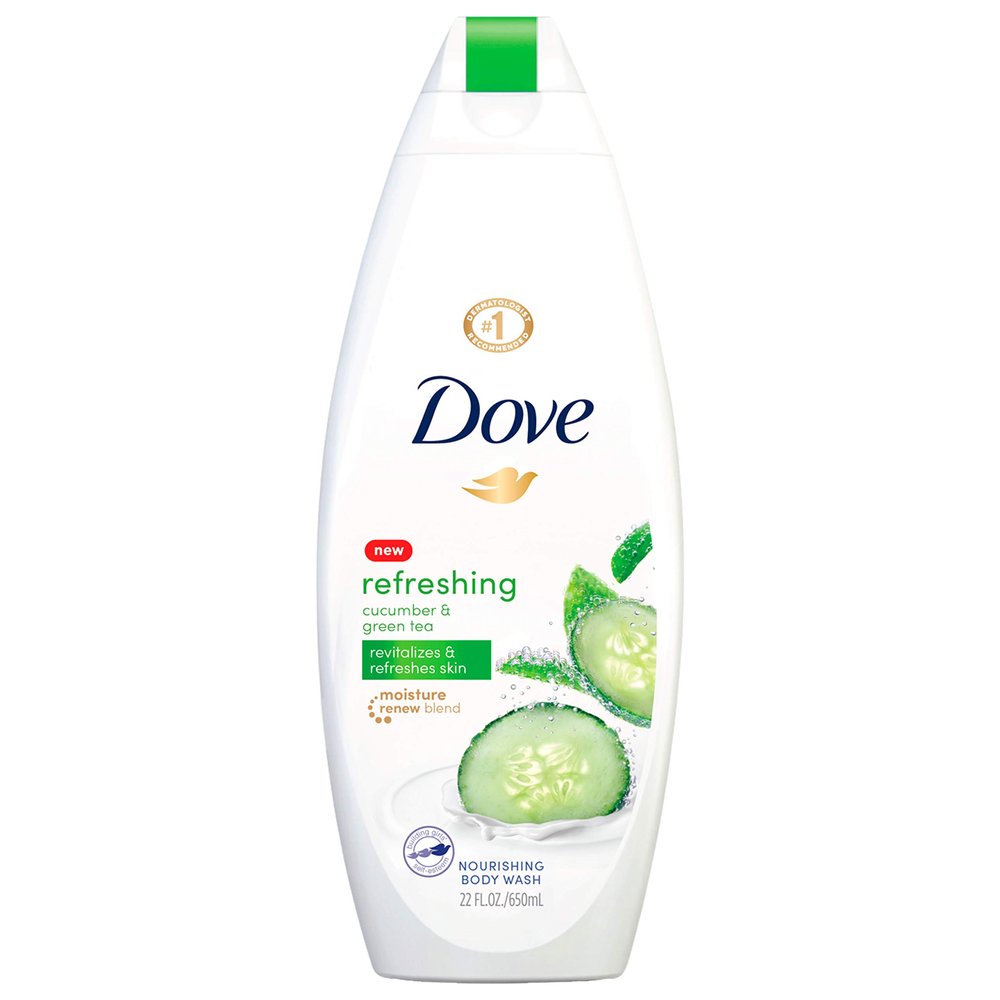 Dove Refreshing Body Wash Revitalizes and Refreshes Skin Cucumber and Green Tea Effectively Washes Away Bacteria While Nourishing Your Skin 22 oz