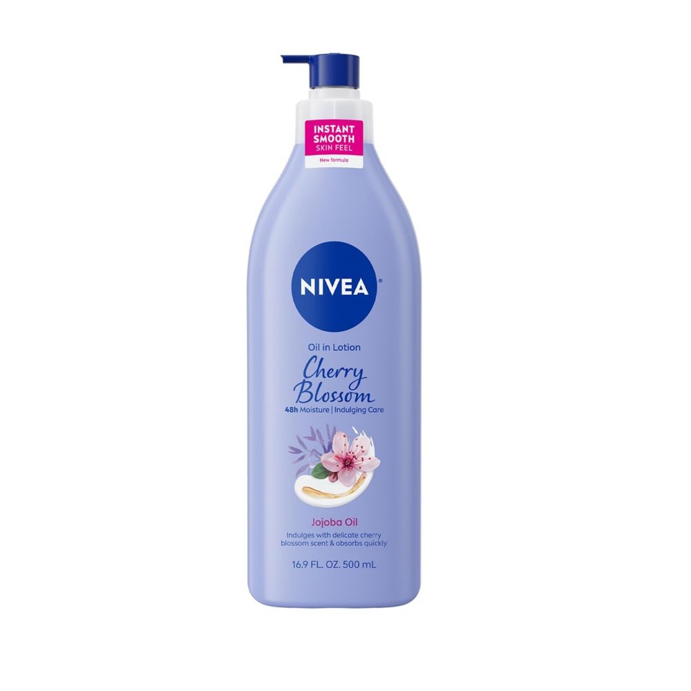 Nivea Oil Infused Body Lotion - Cherry Blossom & Jojoba Oil - Net Wt. 16.9 FL OZ (500 mL) Per Bottle - Pack of 3 Bottles