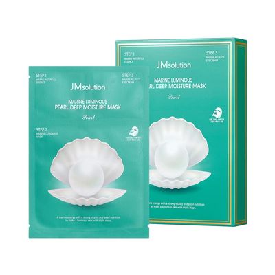 JMsolution Marine Luminous Pearl Deep Moisture 3 Step Skin Care Face Mask - Korean Skincare Facial Mask - boosting Brightening Moisturizing-10 Sheets for Dry Skin