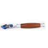 Chrome Metal Natural Wood Handle 5 Blade Cartridge Razor With Free Razor Holder (Beech Wood) view 3