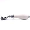 Parker  Deluxe Mach 3 Razor with Triple Blades for Close Shave  Premium White Resin Handle with Chrome Trim view 4
