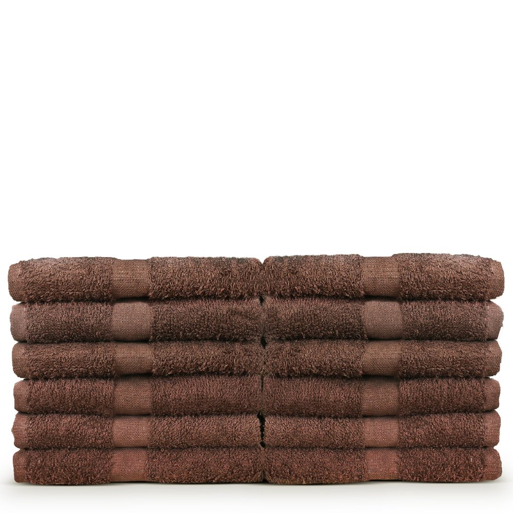 100% Cotton Salon, Hair Drying Towels - Soft and high Absorbent - 16 x 27 inches - 12 - Pack (Salon Towel - Set of 12, Brown)