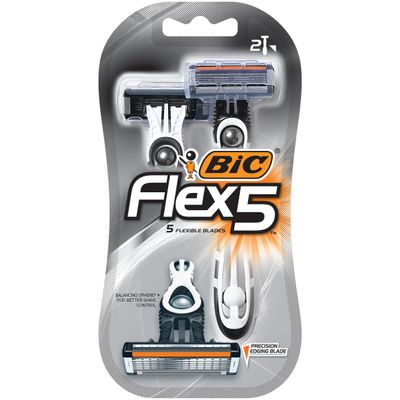 BIC Flex 5 Disposable Razors - 5ct, Silver, Pivoting Head, Adjustable, Normal Skin, Adults, Unisex-Adults, Convenience-oriented