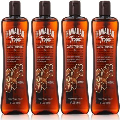 Hawaiian Tropic Dark Tanning Oil Original - 8 oz, Pack of 4