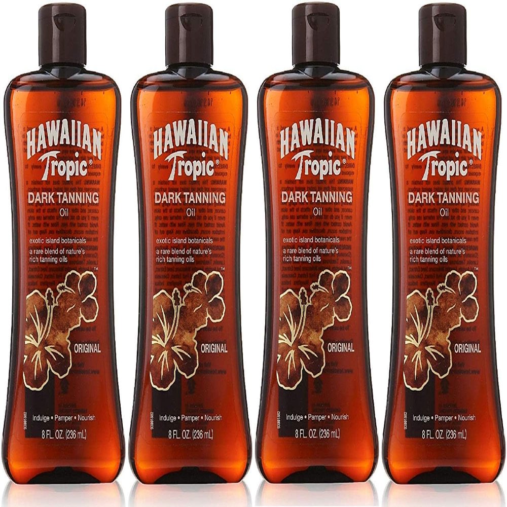Hawaiian Tropic Dark Tanning Oil Original - 8 oz, Pack of 4