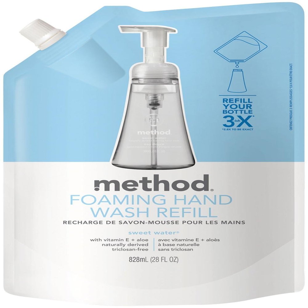 Method Foaming Hand Wash Refill, Sea Minerals, 28 oz Pouch, 6/Carton