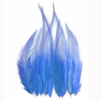 10 Pieces - Solid Royal Blue Thin Long Whiting Farm Rooster Saddle Hair Extension Feathers | Moonlight Feather